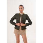 The Nyvessa Reversible Leather Women Jacket Olive Green
