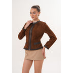 The Nyvessa Reversible Brown Suede & Dark Brown Leather Women Jacket