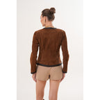 The Nyvessa Reversible Brown Suede & Dark Brown Leather Women Jacket