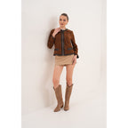 The Nyvessa Reversible Brown Suede & Dark Brown Leather Women Jacket