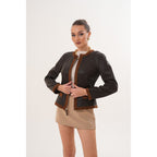 The Nyvessa Reversible Brown Suede & Dark Brown Leather Women Jacket