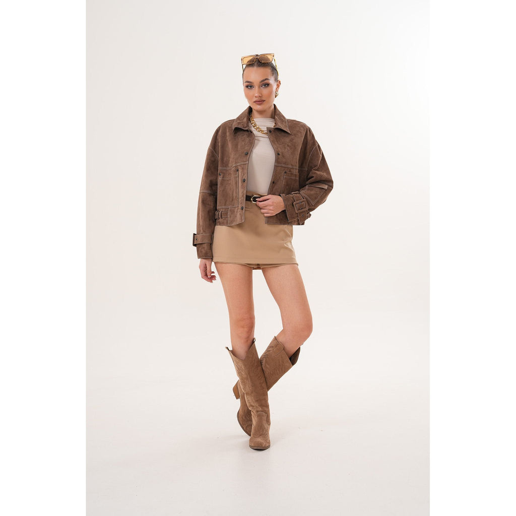 The Velmira Reversible Brown Suede Leather Jacket