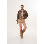 The Velmira Reversible Brown Suede Leather Jacket