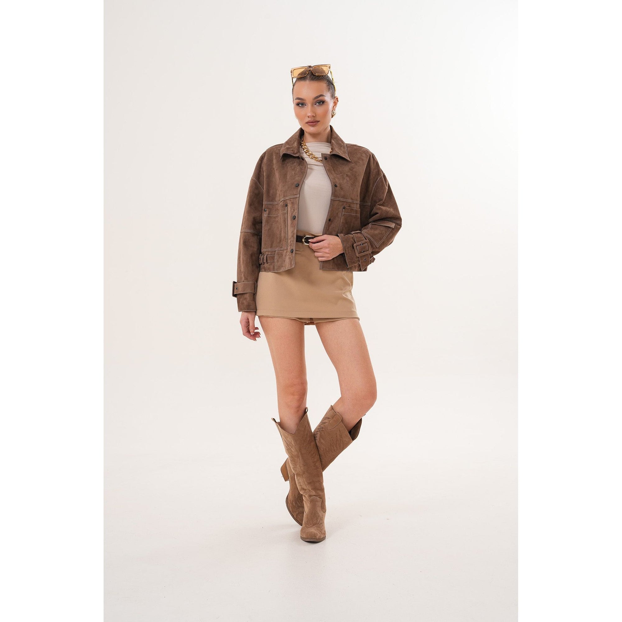 The Velmira Reversible Brown Suede Leather Jacket