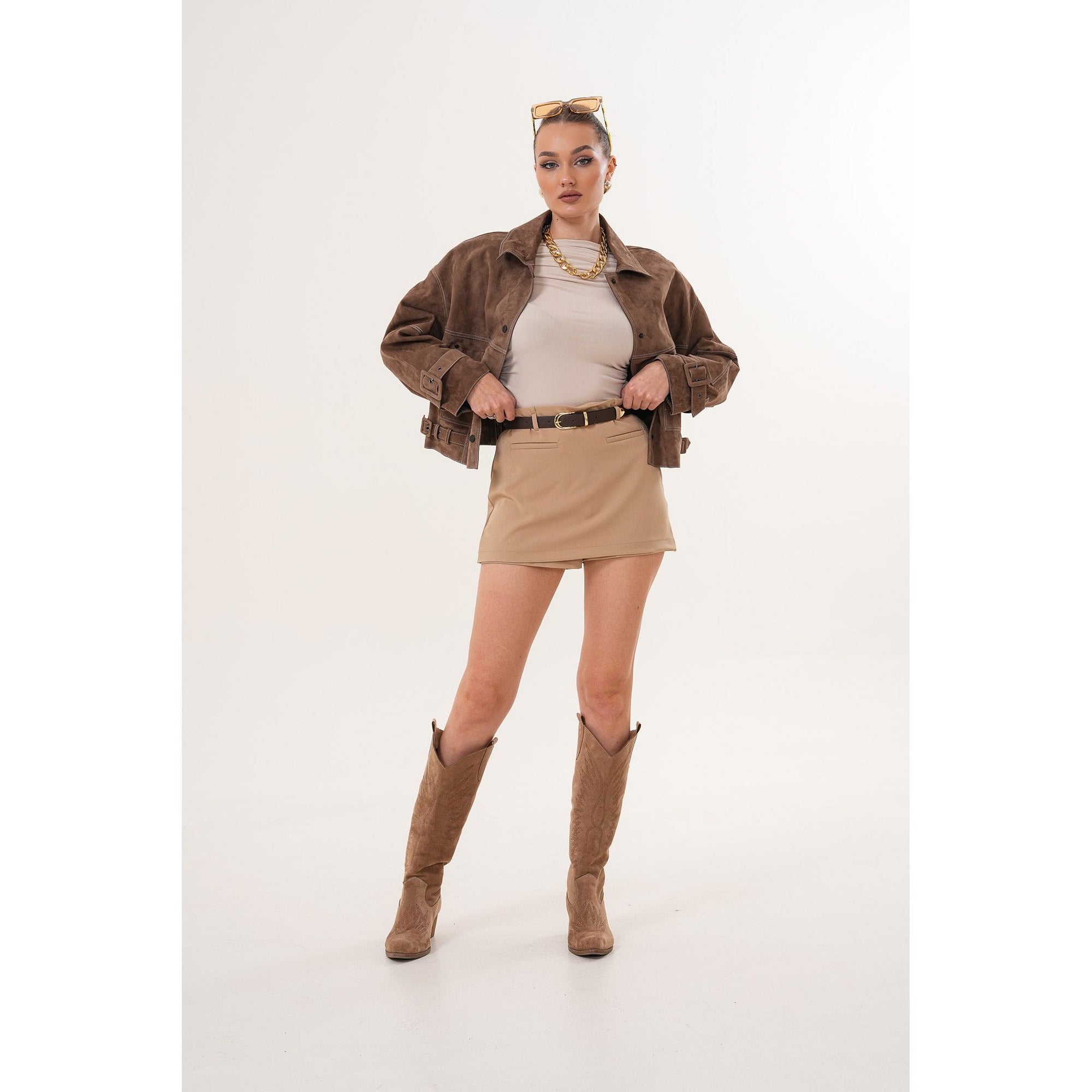 The Velmira Reversible Brown Suede Leather Jacket