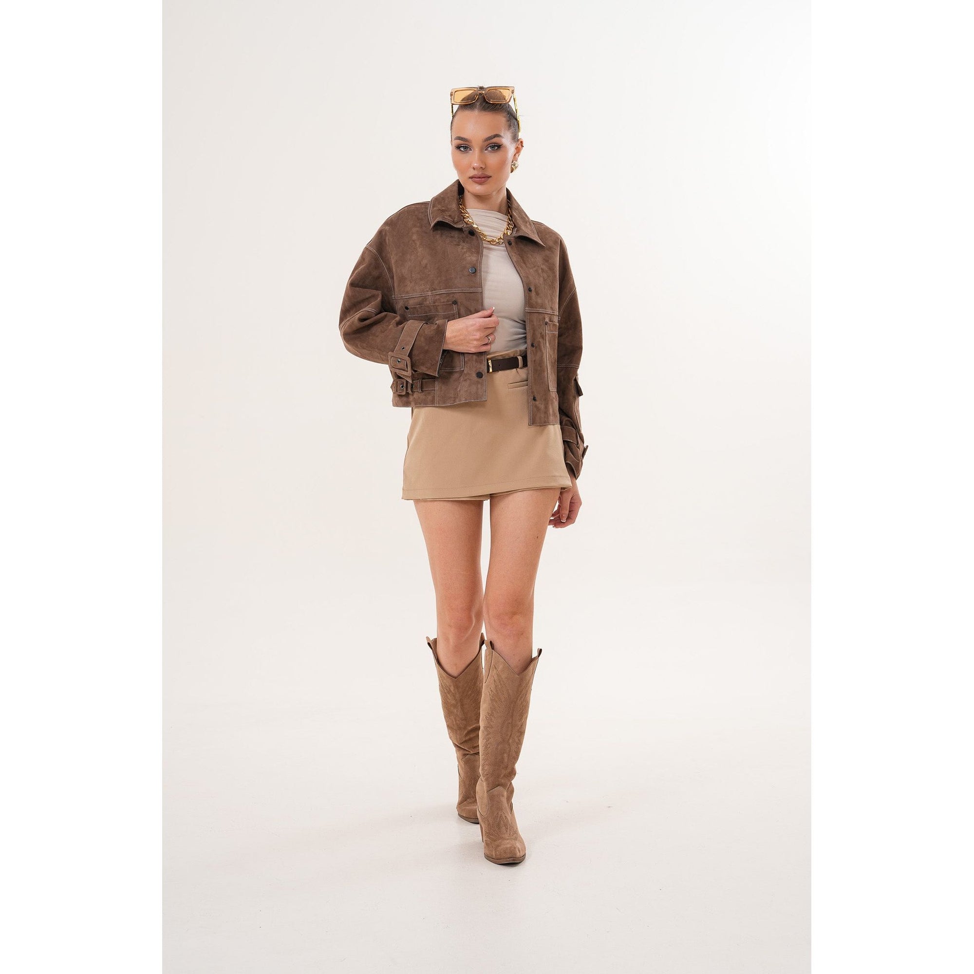 The Velmira Reversible Brown Suede Leather Jacket