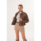 The Velmira Reversible Brown Suede Leather Jacket