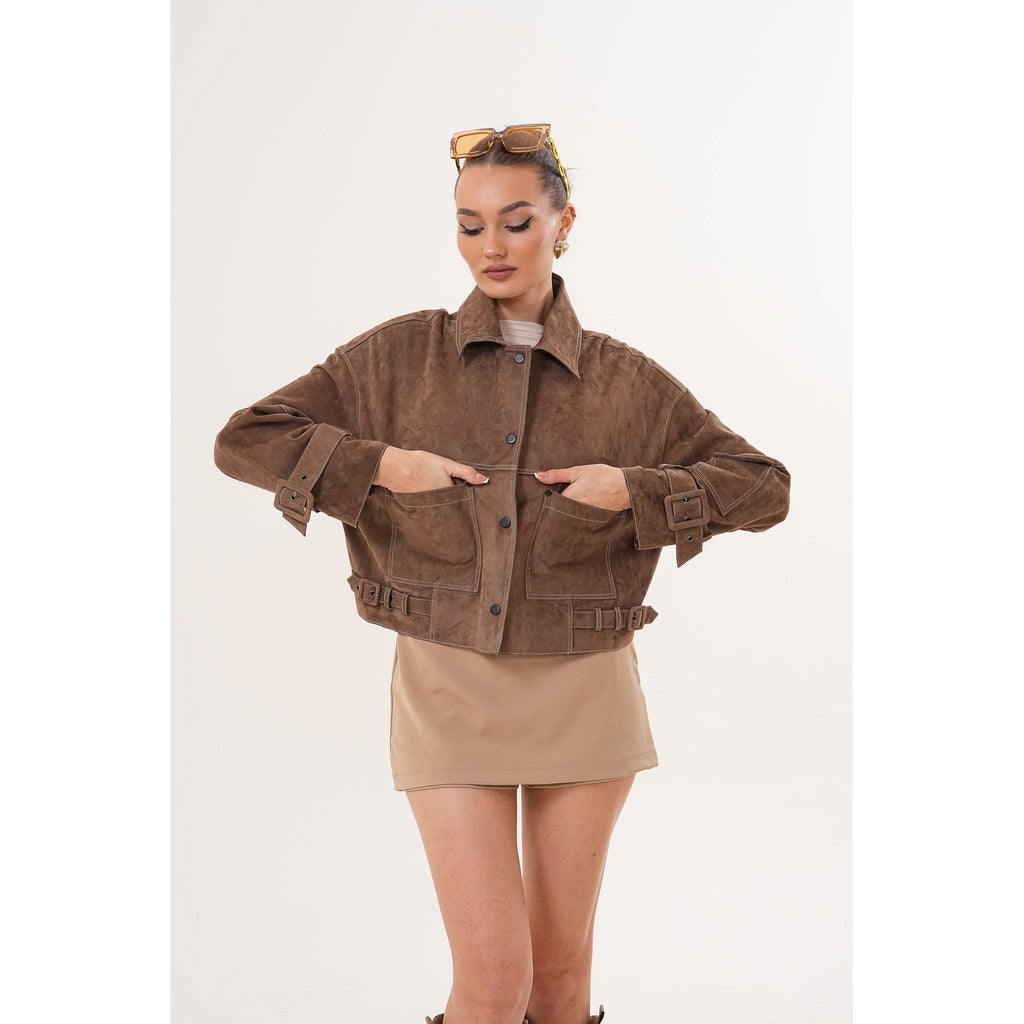 The Velmira Reversible Brown Suede Leather Jacket