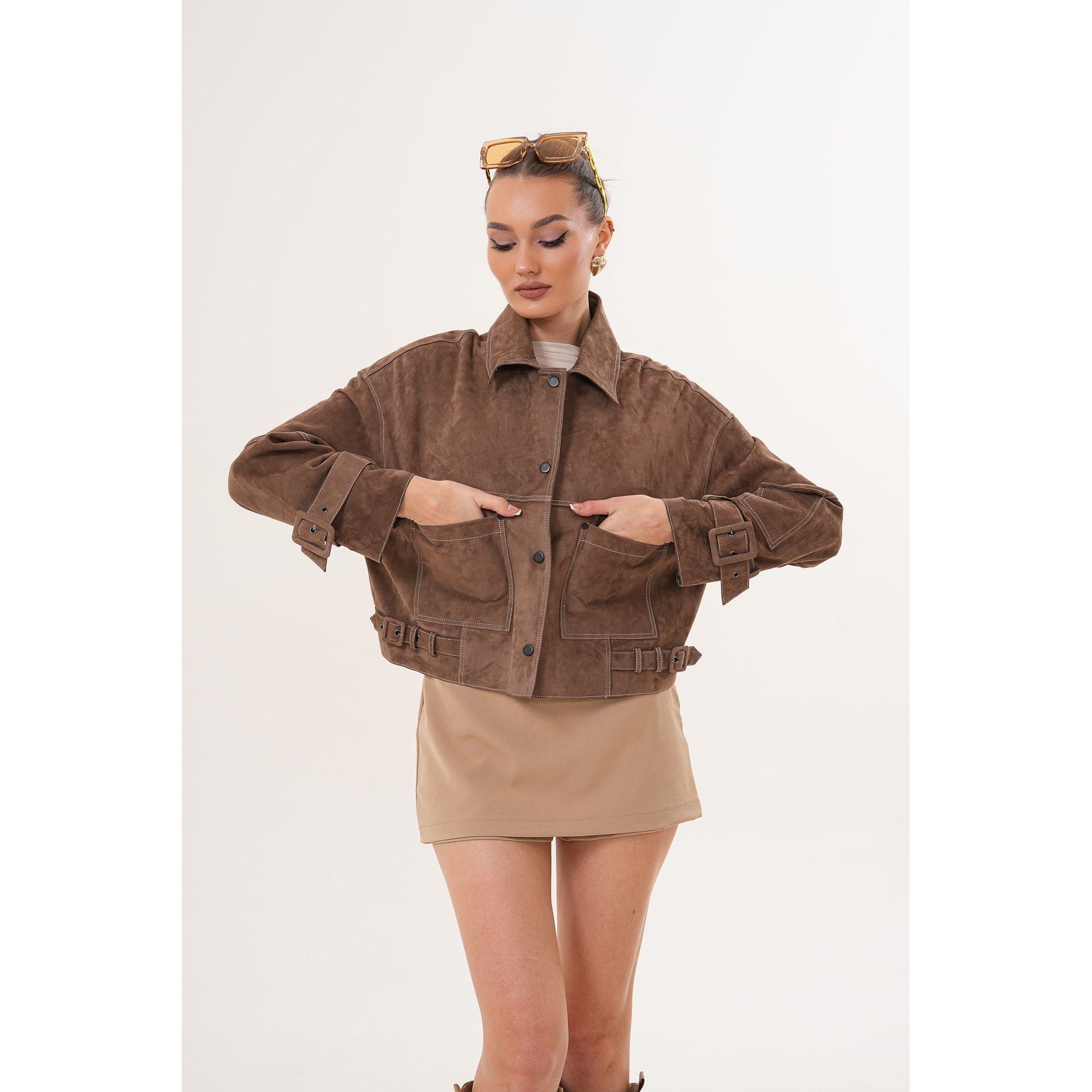 The Velmira Reversible Brown Suede Leather Jacket