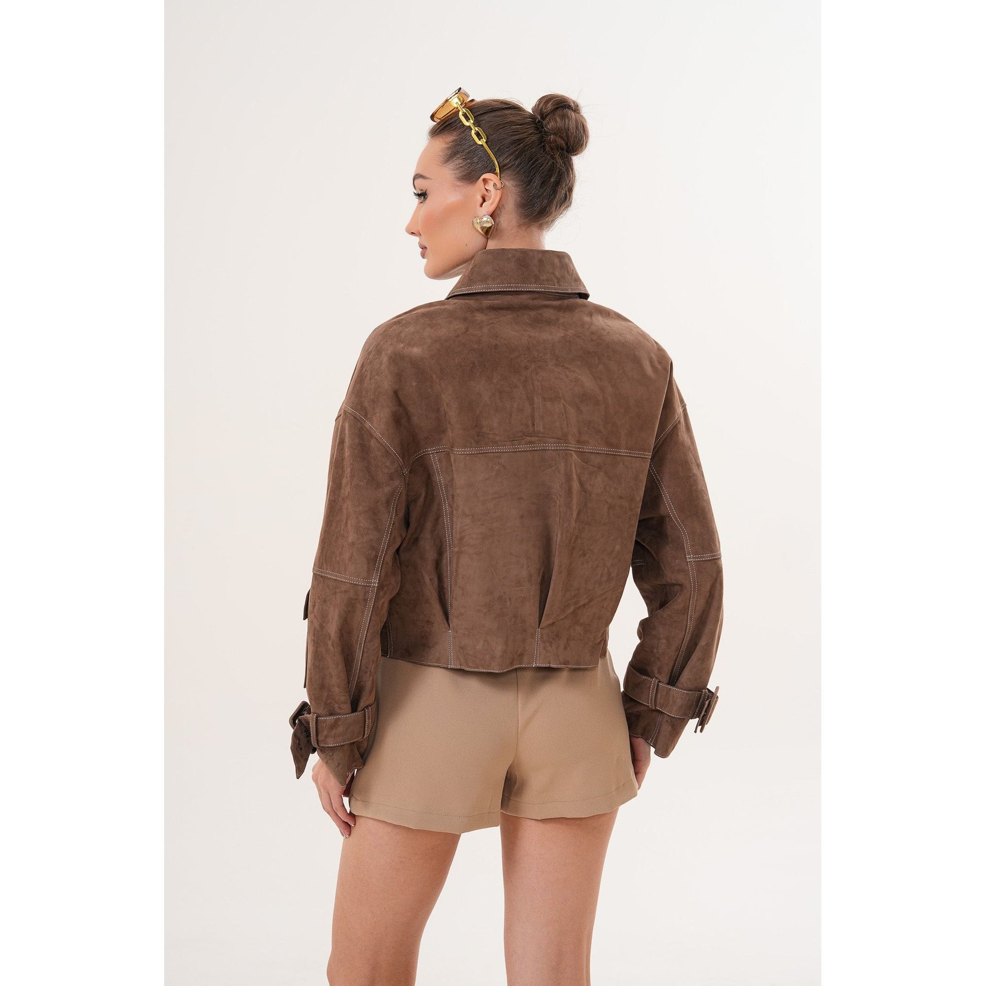 The Velmira Reversible Brown Suede Leather Jacket