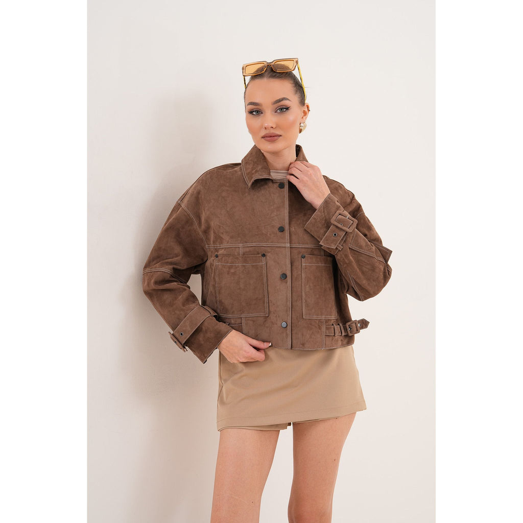 The Velmira Reversible Brown Suede Leather Jacket