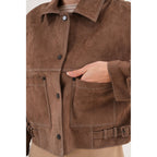 The Velmira Reversible Brown Suede Leather Jacket