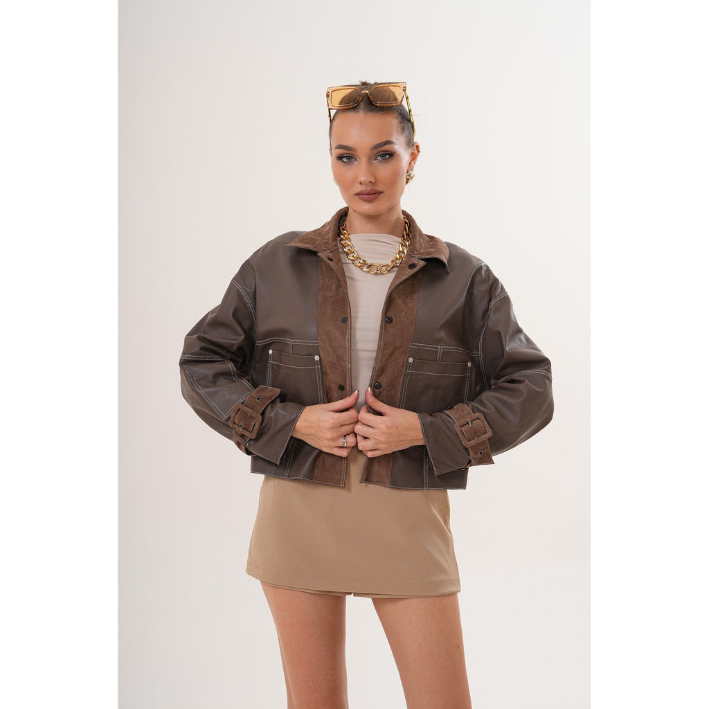 The Velmira Reversible Brown Suede Leather Jacket