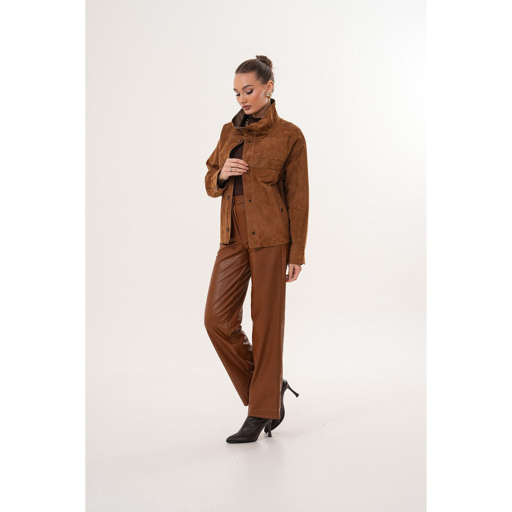 The Ravessa Reversible Brown Suede & Leather Women Jacket