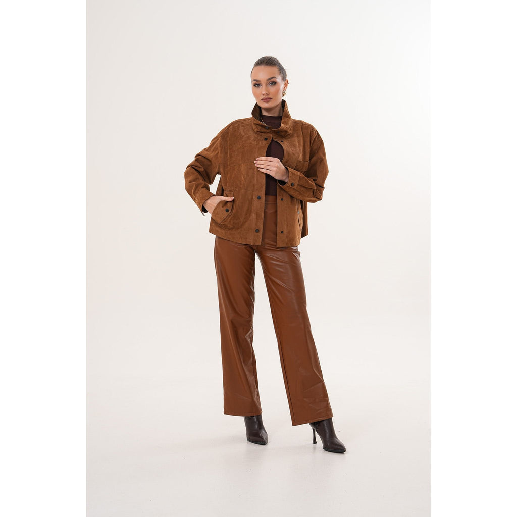 The Ravessa Reversible Brown Suede & Leather Women Jacket