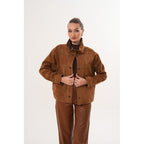 The Ravessa Reversible Brown Suede & Leather Women Jacket
