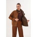 The Ravessa Reversible Brown Suede & Leather Women Jacket