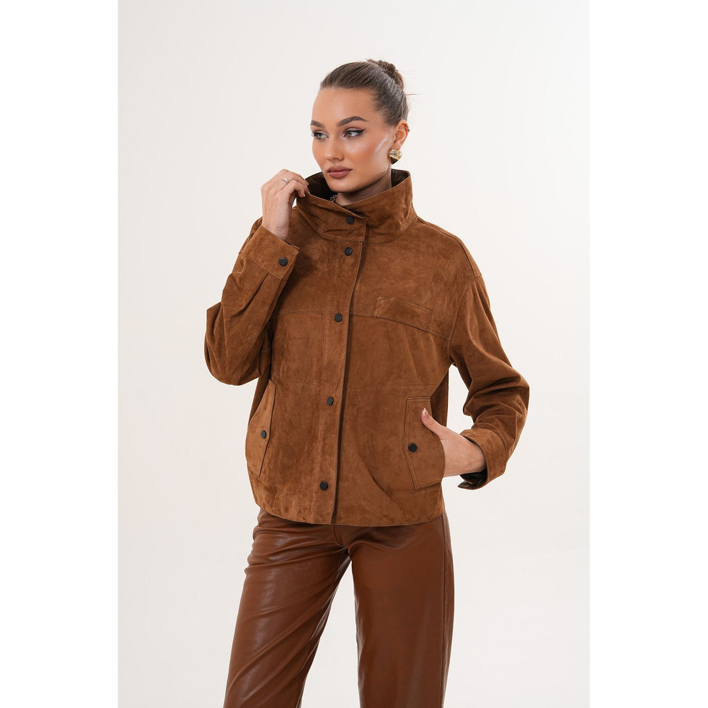 The Ravessa Reversible Brown Suede & Leather Women Jacket