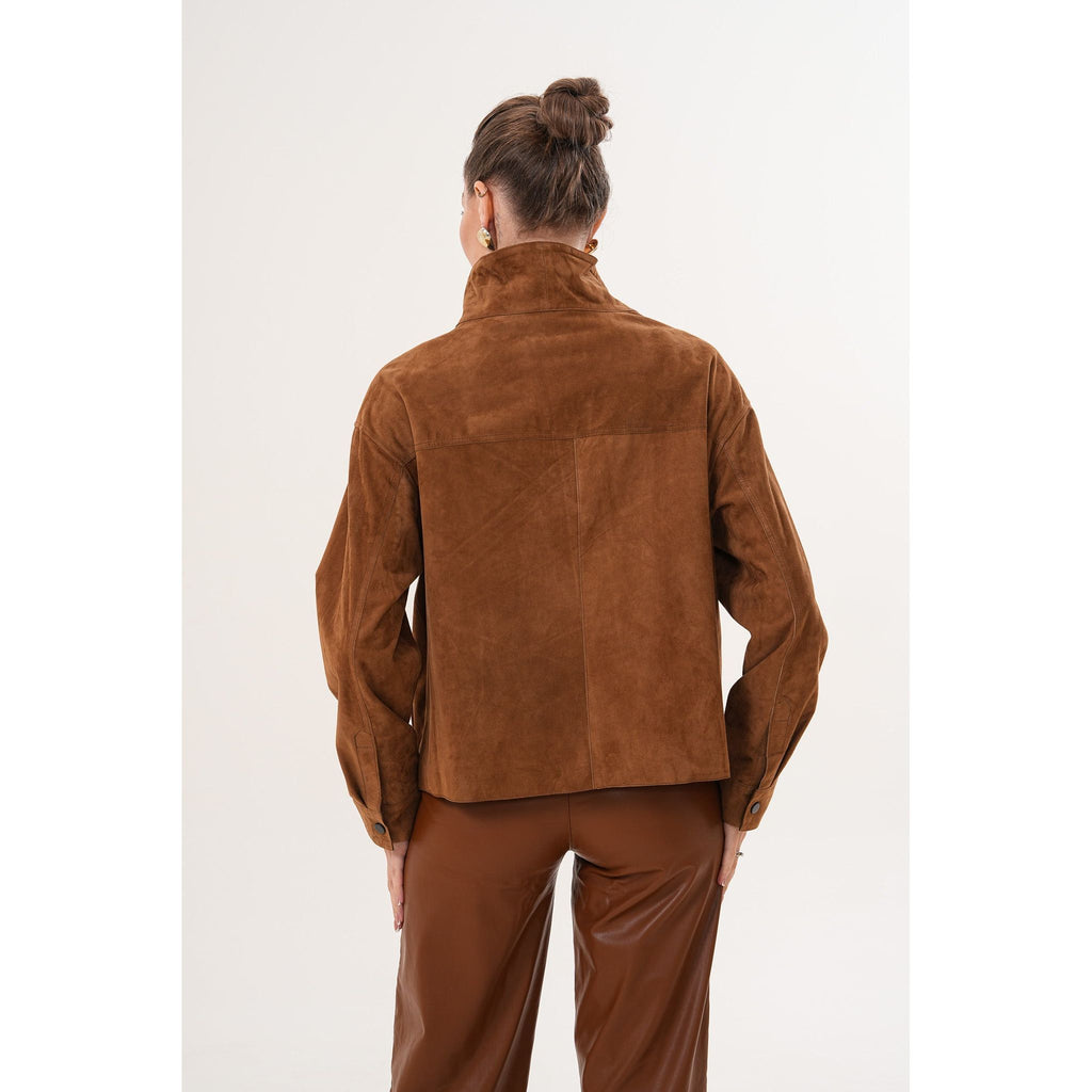 The Ravessa Reversible Brown Suede & Leather Women Jacket