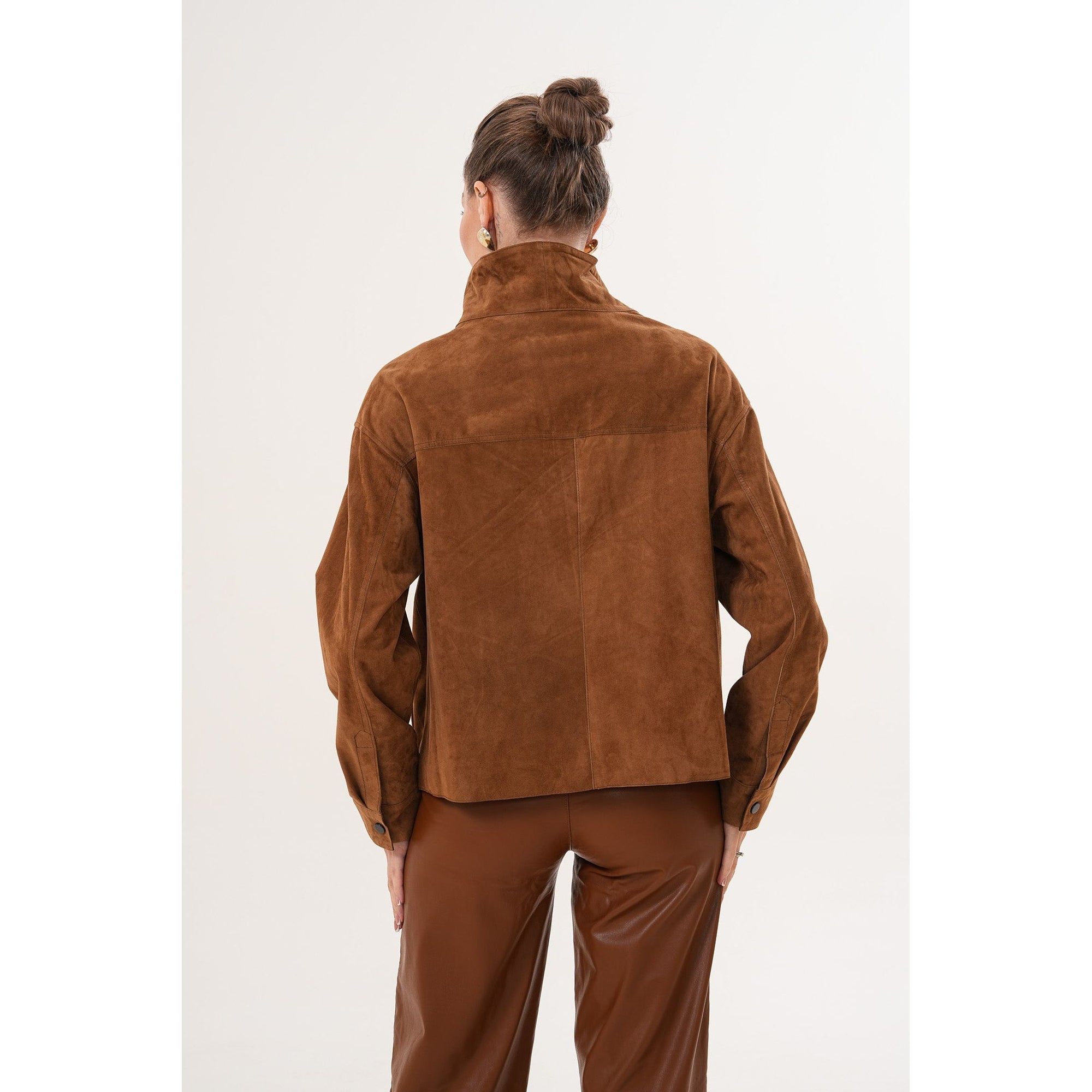 The Ravessa Reversible Brown Suede & Leather Women Jacket