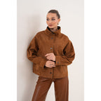 The Ravessa Reversible Brown Suede & Leather Women Jacket