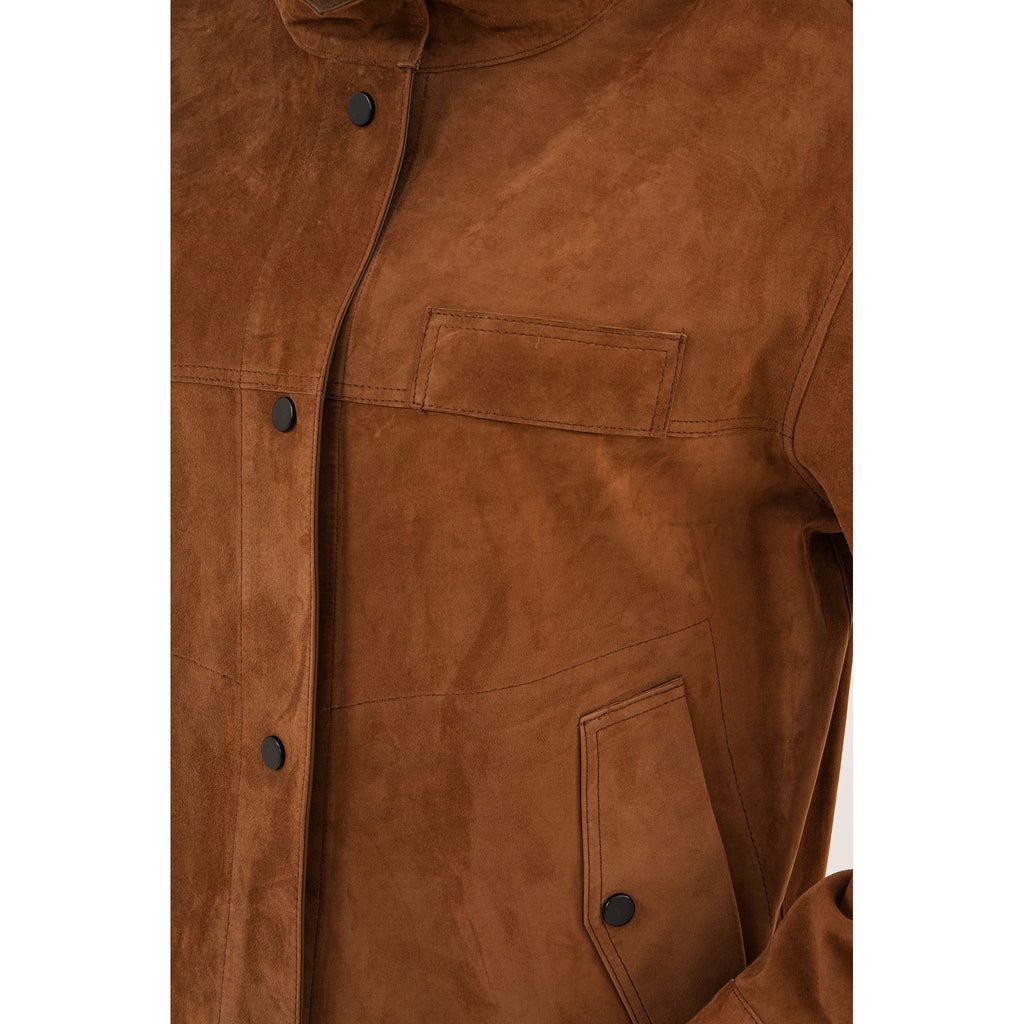 The Ravessa Reversible Brown Suede & Leather Women Jacket