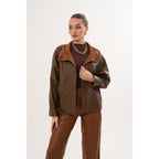The Ravessa Reversible Brown Suede & Leather Women Jacket