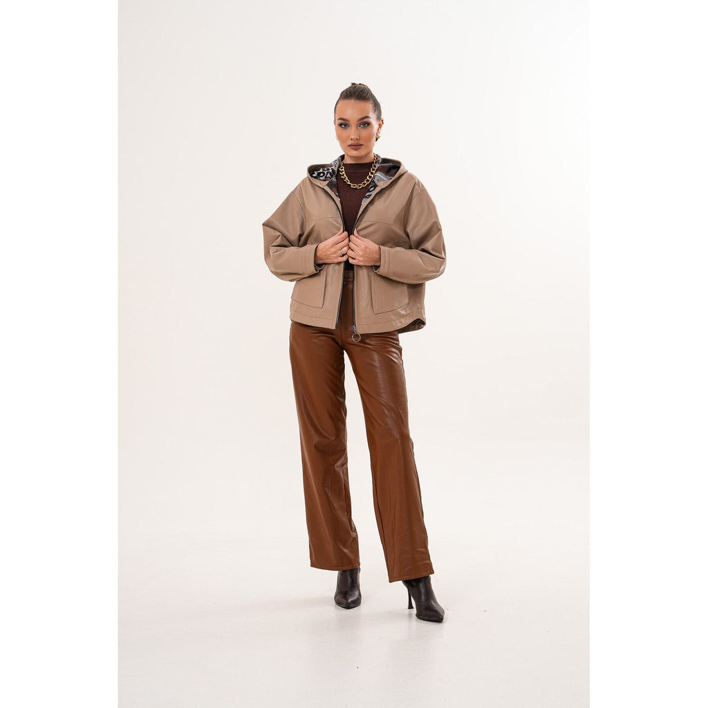 The Calyra Reversible Leather Women Jacket – Taupe