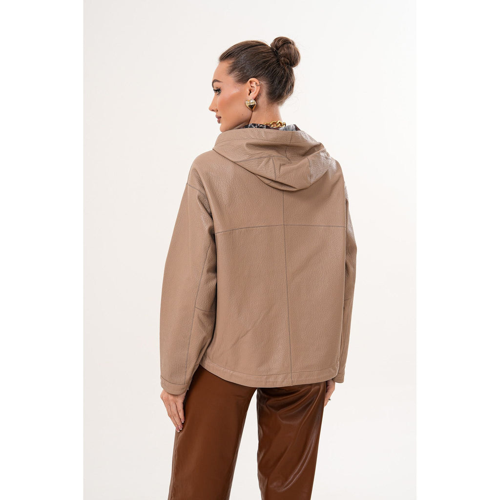The Calyra Reversible Leather Women Jacket – Taupe