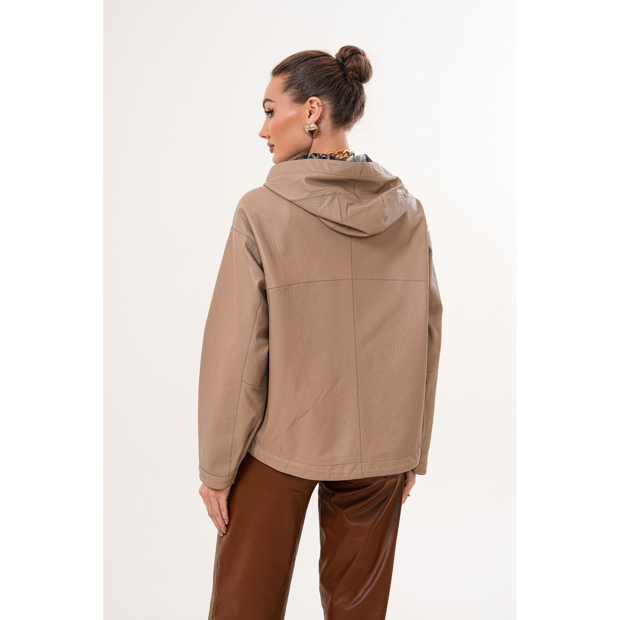 The Calyra Reversible Leather Women Jacket – Taupe