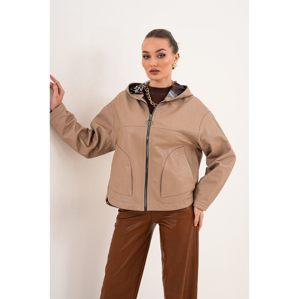 The Calyra Reversible Leather Women Jacket – Taupe