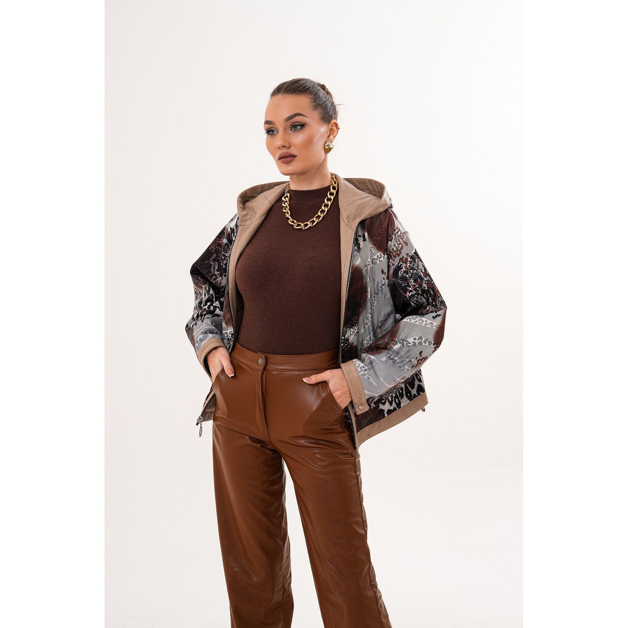 The Calyra Reversible Leather Women Jacket – Taupe