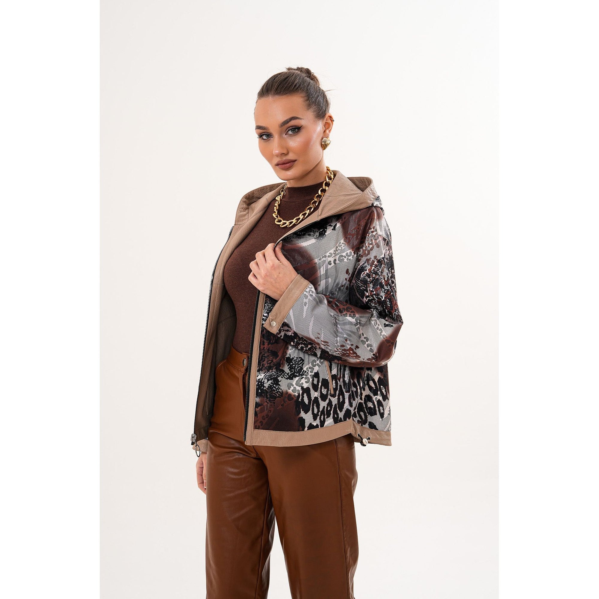 The Calyra Reversible Leather Women Jacket – Taupe