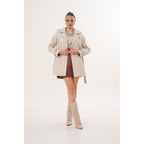 The Caelith Light Beige Leather Women Trench Jacket
