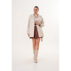 The Caelith Light Beige Leather Women Trench Jacket