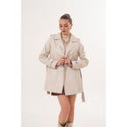 The Caelith Light Beige Leather Women Trench Jacket