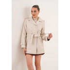 The Caelith Light Beige Leather Women Trench Jacket