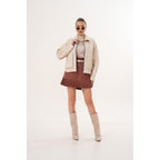The Elvoria Reversible Beige Leather Jacket