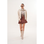 The Elvoria Reversible Beige Leather Jacket