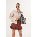 The Elvoria Reversible Beige Leather Jacket