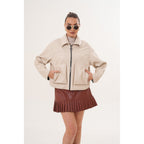 The Elvoria Reversible Beige Leather Jacket