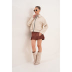 The Elvoria Reversible Beige Leather Jacket