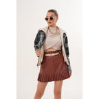 The Elvoria Reversible Beige Leather Jacket