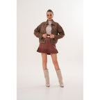 Elvoria Reversible Leather Jacket – Taupe / Suede Brown