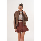 Elvoria Reversible Leather Jacket – Taupe / Suede Brown