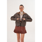 Elvoria Reversible Leather Jacket – Taupe / Suede Brown