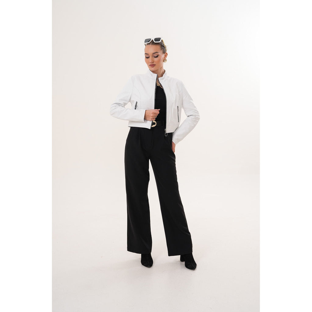 The Elvaris Reversible White Leather Women Jacket
