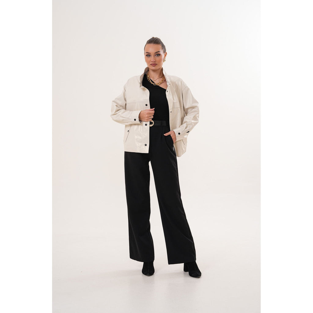 The Velmira Reversible Ivory Leather Women Jacket
