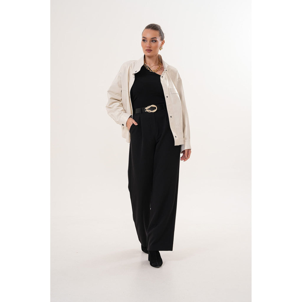 The Velmira Reversible Ivory Leather Women Jacket