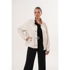 The Velmira Reversible Ivory Leather Women Jacket